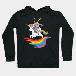 Pink Jackalope on a Unicorn Hoodie